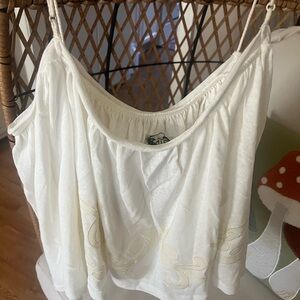 Jaded Gypsy Swing of Things Tank – Cream Embroidered Boho Top – O/S